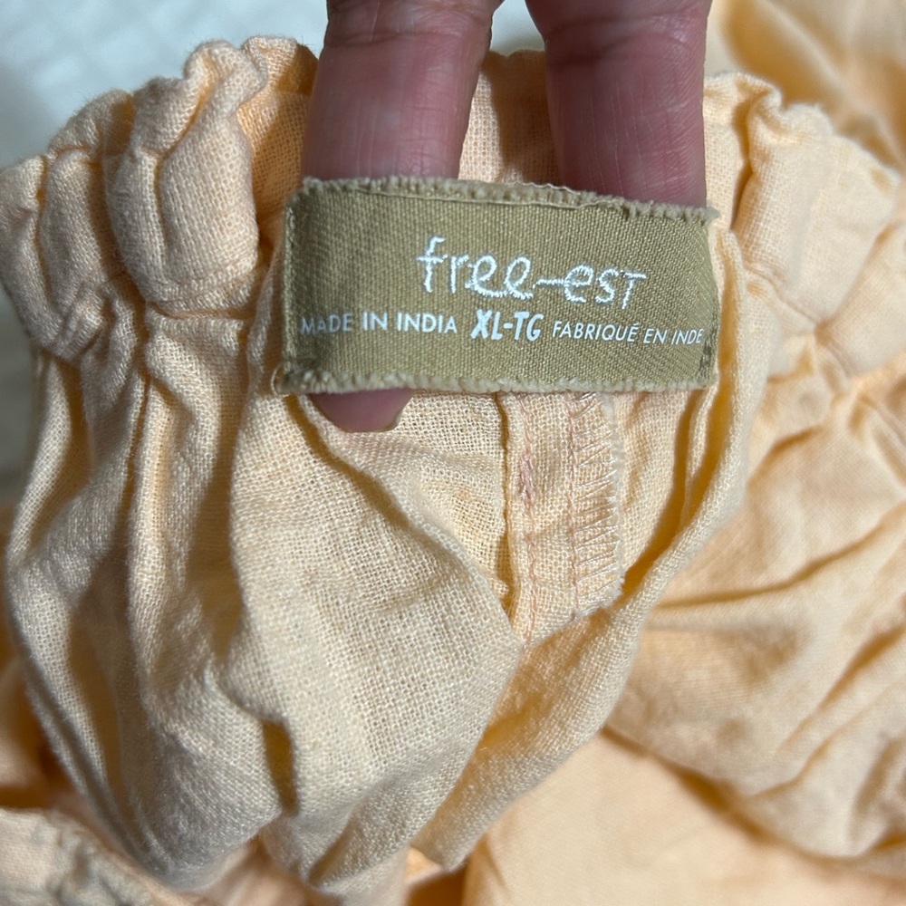 Free-est Demi Cotton-Linen Pants.Color Pale Peach. - Picture 9 of 12